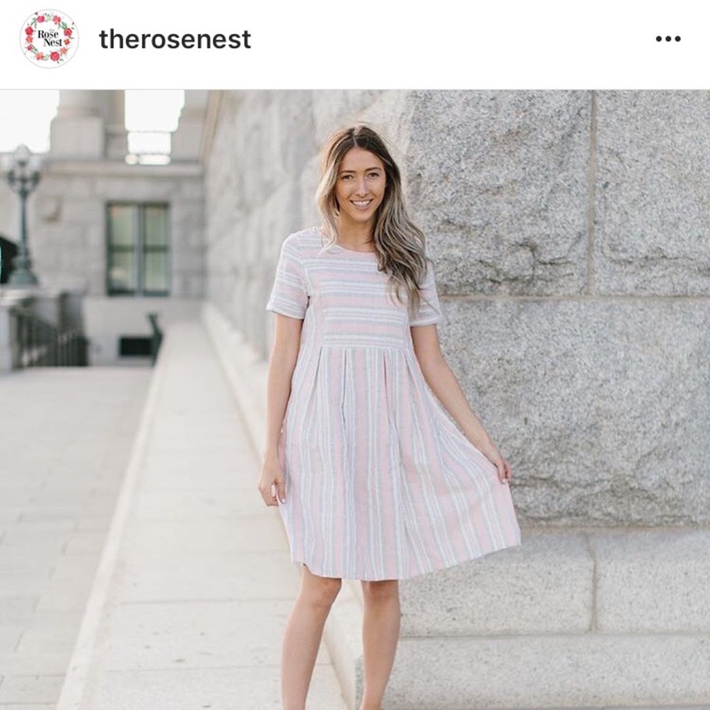 Linen babydoll dress with pockets